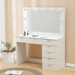 Sminkbord med belysning och förvaring