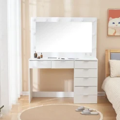 Sminkbord med belysning och förvaring