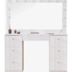 Sminkbord med belysning och kristall handtag + Textilrengöring för möbler