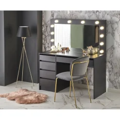 Sminkbord med LED-belysning svart - Facada