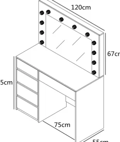 Sminkbord med LED-belysning svart - Facada