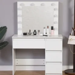 Sminkbord med LED-belysning vit - Giselle