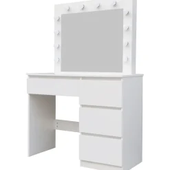 Sminkbord med LED-belysning vit - Giselle