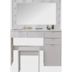 Sminkbord med pall och LED-belysning