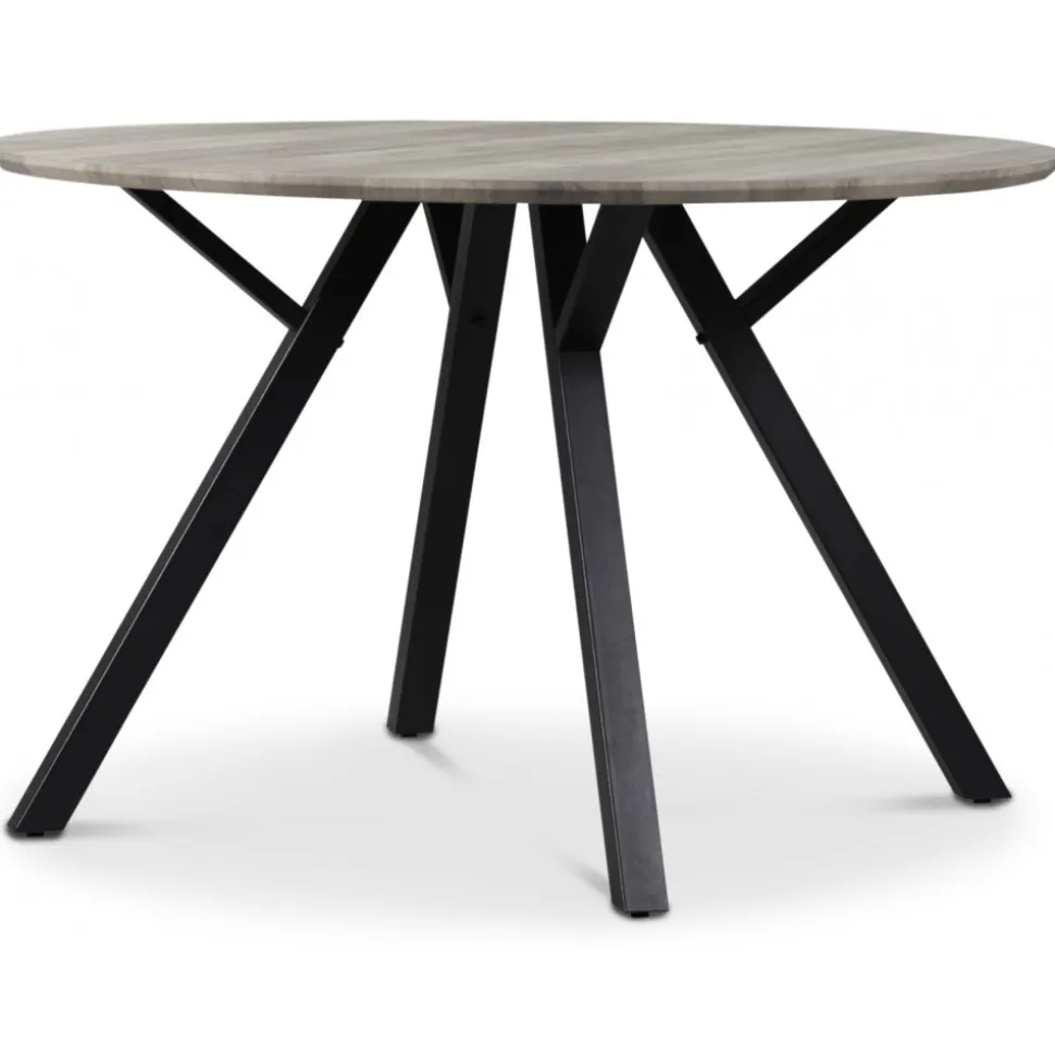 Smokey matgrupp, runt matbord med 4 st Dalsland karmstol - Gråbetsad ek/svart + 4.00 x Stolsdyna