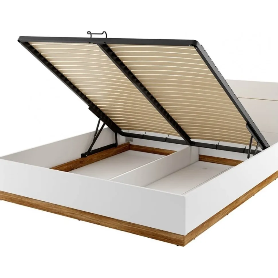 Säng 180 x 200 cm - Vit/stirling ek