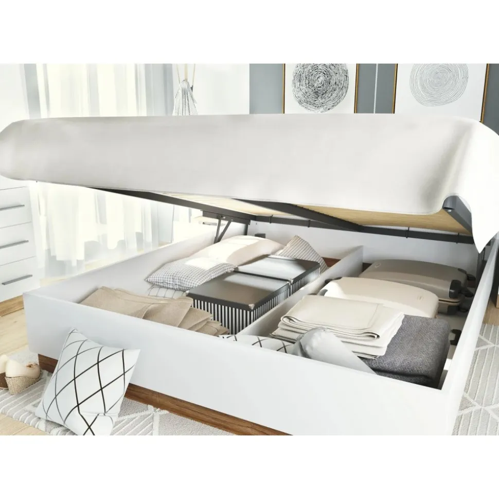 Säng 180 x 200 cm - Vit/stirling ek