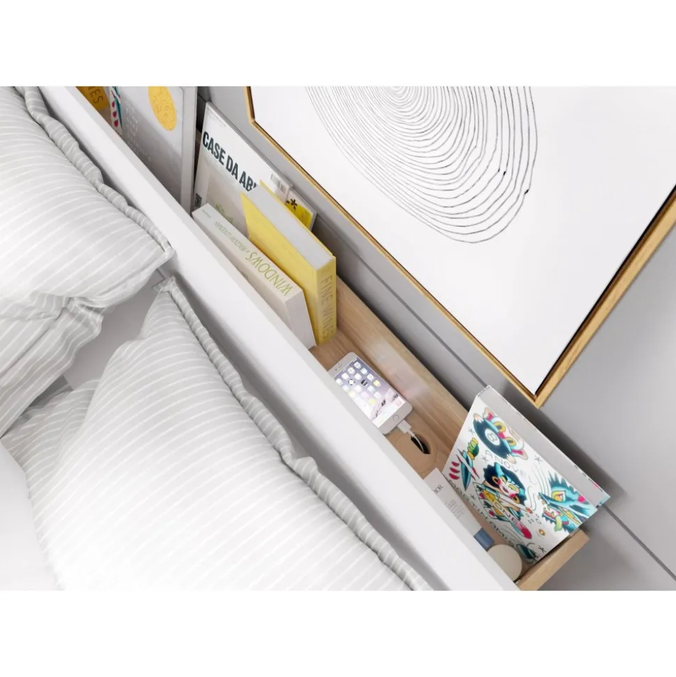 Säng 180 x 200 cm - Vit/stirling ek