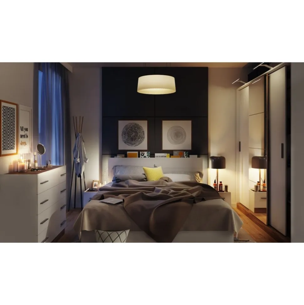 Säng 180 x 200 cm - Vit/stirling ek