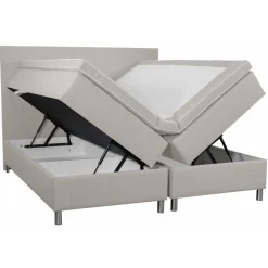 Säng med förvaring beige 160x200 cm