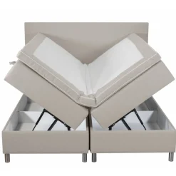 Säng med förvaring beige 160x200 cm