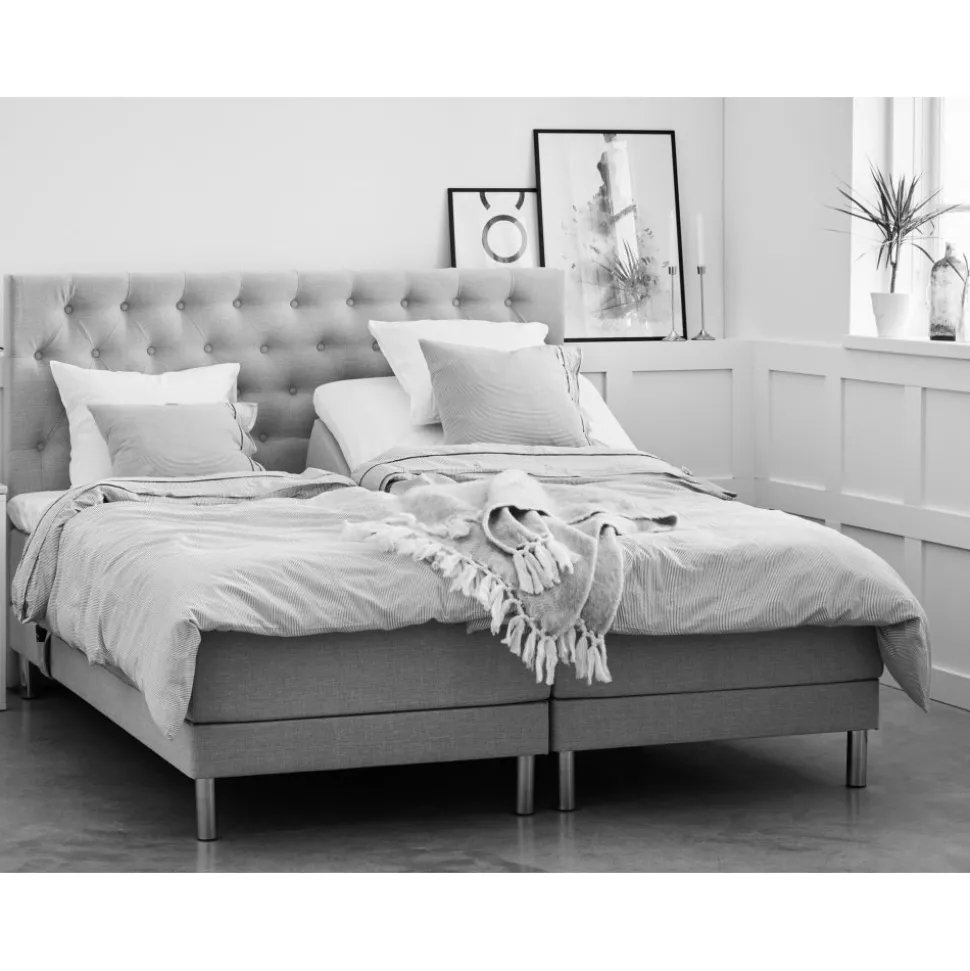 Säng ställbar 80x200 cm grå pocket 7-zoner