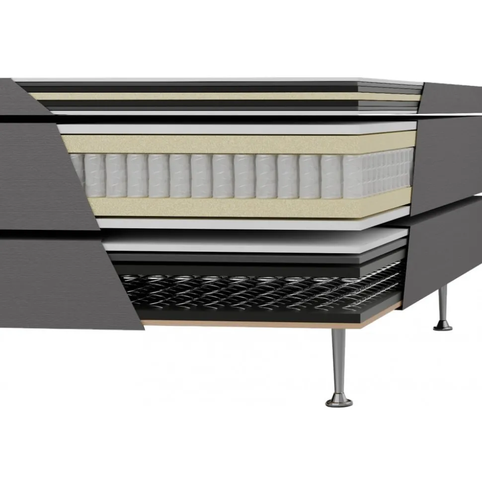 Säng 180x200 cm grå pocket 5 zoner