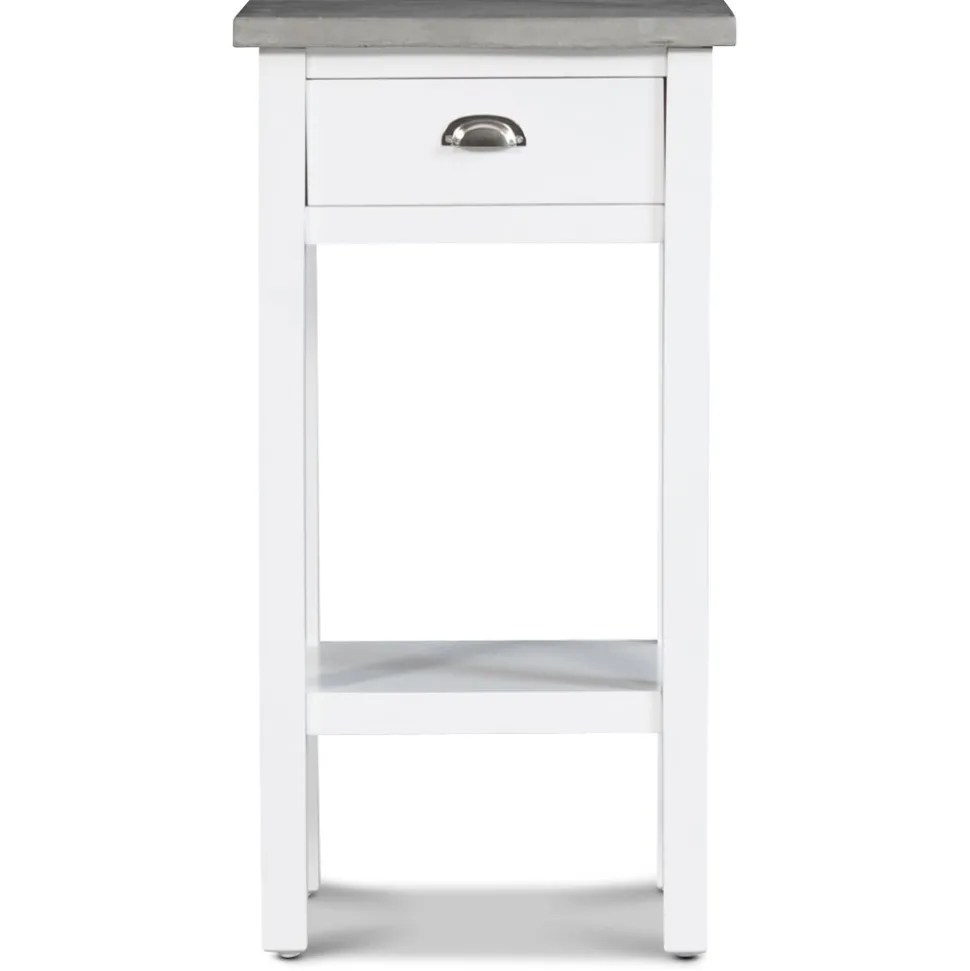 Sängbord 75 cm högt vitt cement topp