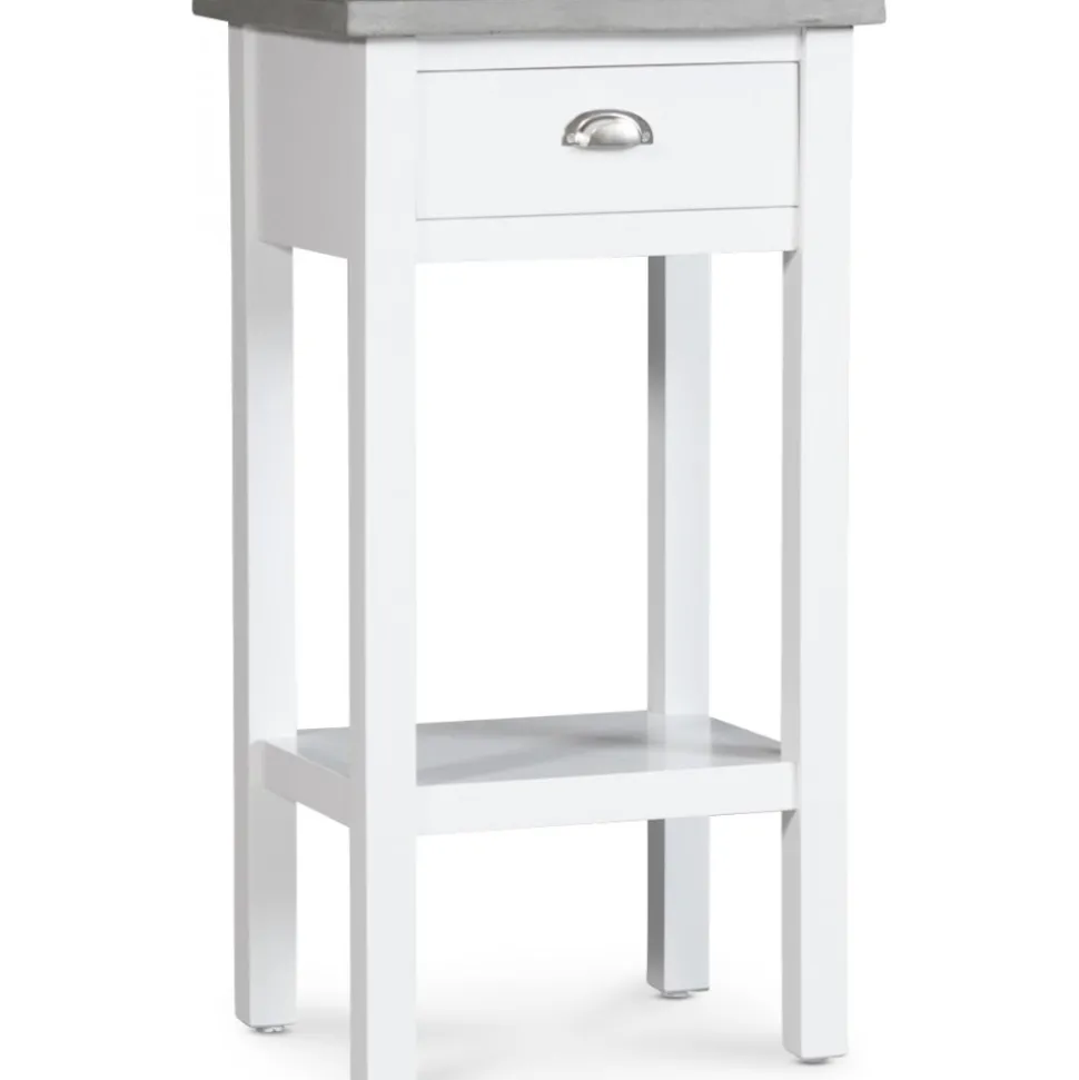 Sängbord 75 cm högt vitt cement topp + Möbeltassar