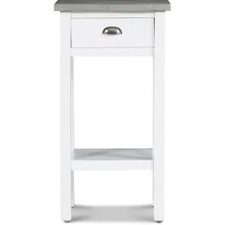 Sängbord 75 cm högt vitt cement topp + Möbeltassar