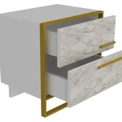 Sängbord - Guld/vit