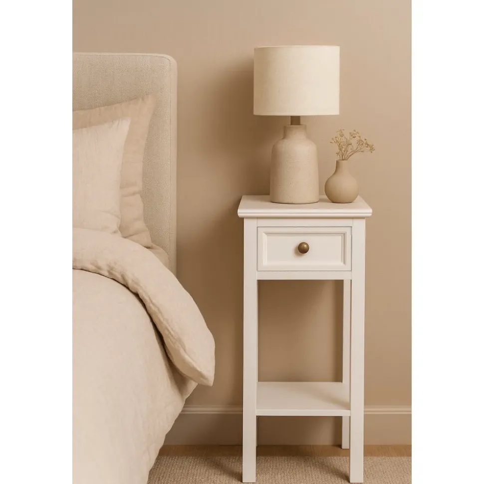 Sängbord antikvitt höjd 75 cm - Bristol + Fläckborttagare för möbler