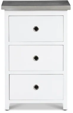 Sängbord med 3 låda - Vit/cement