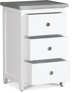 Sängbord med 3 låda - Vit/cement