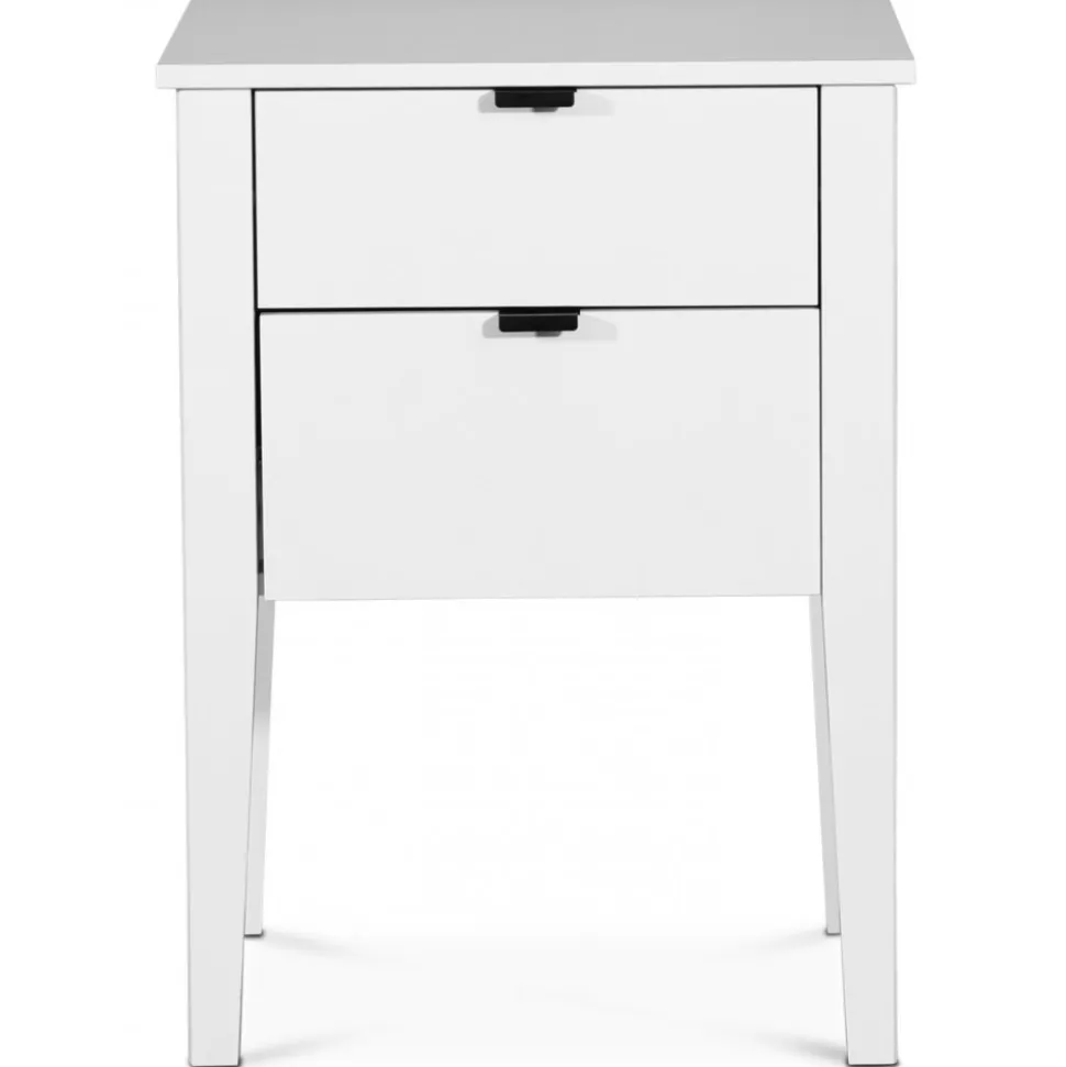 Sängbord med två lådor vit - Sunderland + Textilrengöring för möbler