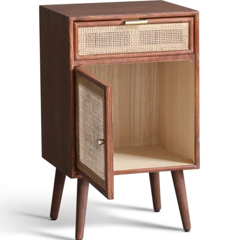 Sängbord valnöt/rotting 71 cm högt + Textilrengöring för möbler