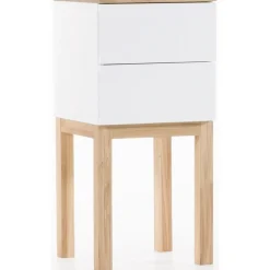 Sängbord vit med ek 75 cm