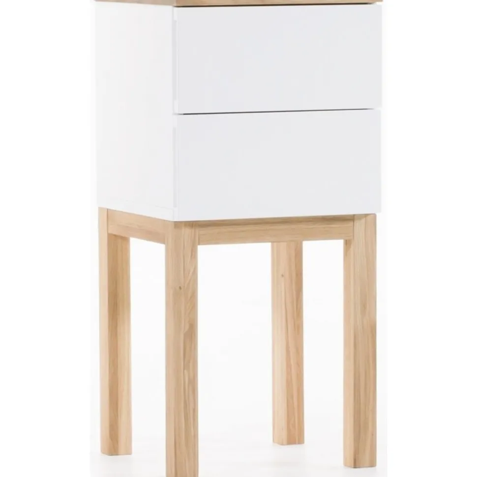 Sängbord vit med ek 75 cm