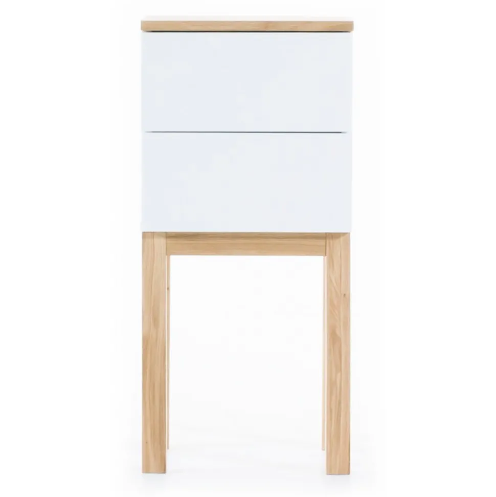 Sängbord vit med ek 75 cm