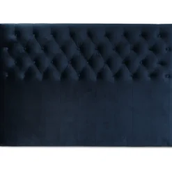 Sänggavel med knappar blå sammet - Valfri bredd + Möbeltassar