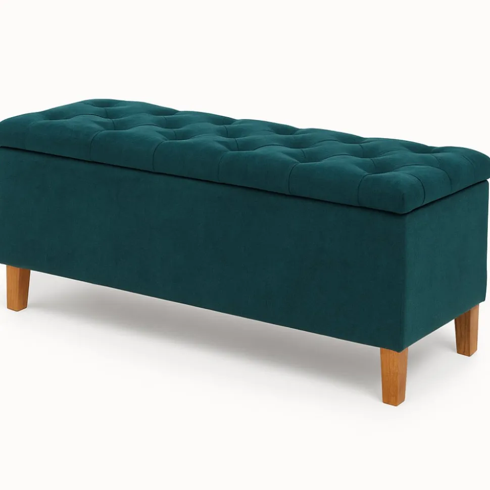 Sängkista Rönnö 180 cm - Turkos sammet