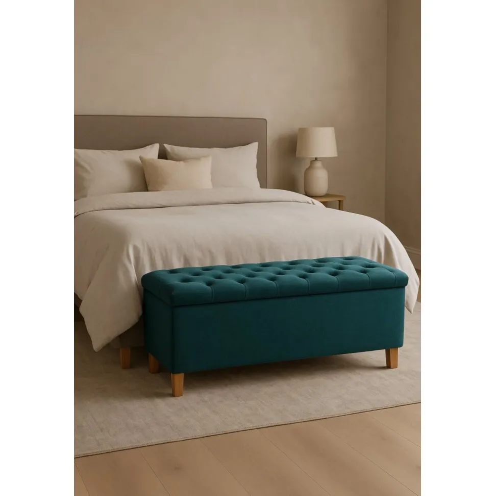 Sängkista Rönnö 180 cm - Turkos sammet