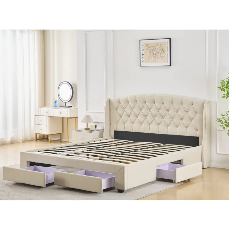 Sängram 180 x 200 cm - Beige