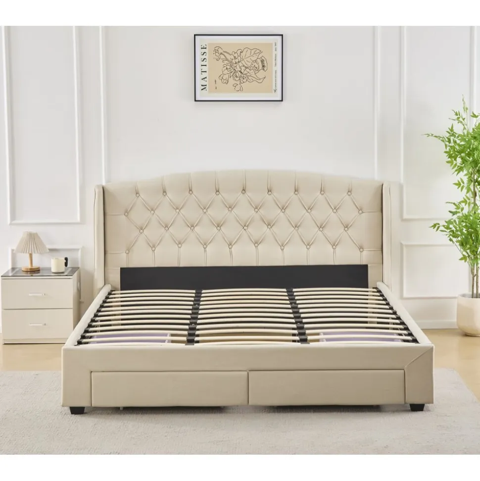 Sängram 180 x 200 cm - Beige