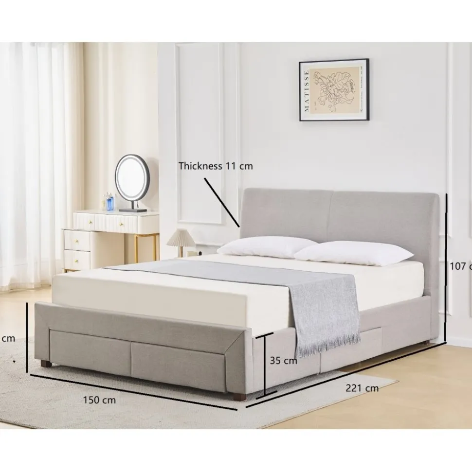 Sängram 140 x 200 cm - Grå