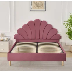 Sängram 160 x 200 cm - Rosa sammet - Saga