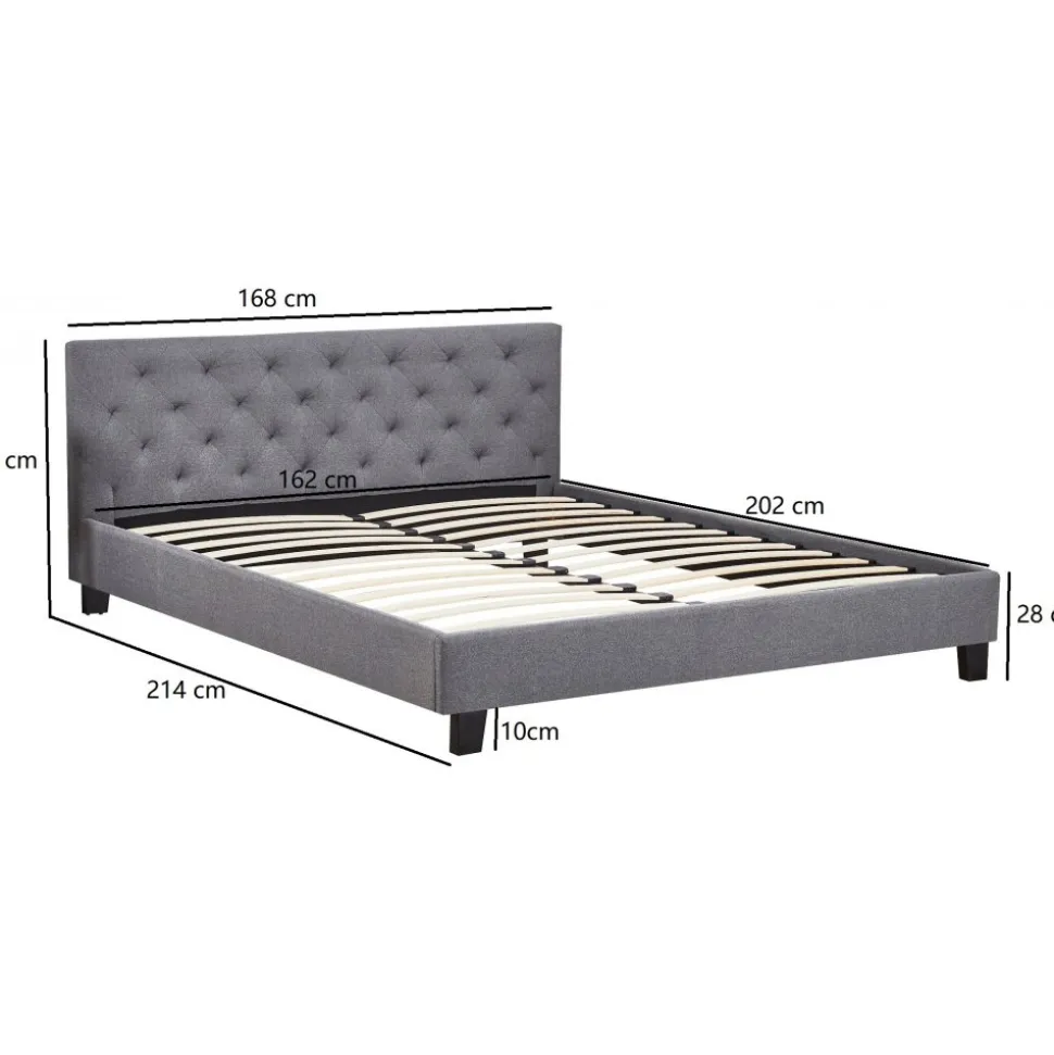 Sängram inklusive sänggavel 160 x 200 cm - Grå + Möbeltassar