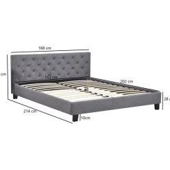 Sängram inklusive sänggavel 160 x 200 cm - Grå