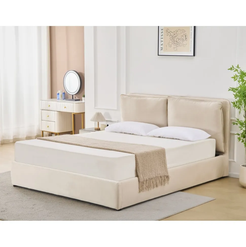 Sängram lyx 160 x 200 cm - Beige