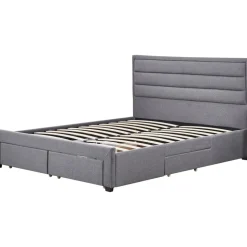 Sängram med förvaring inklusive sänggavel 160 x 200 cm grå