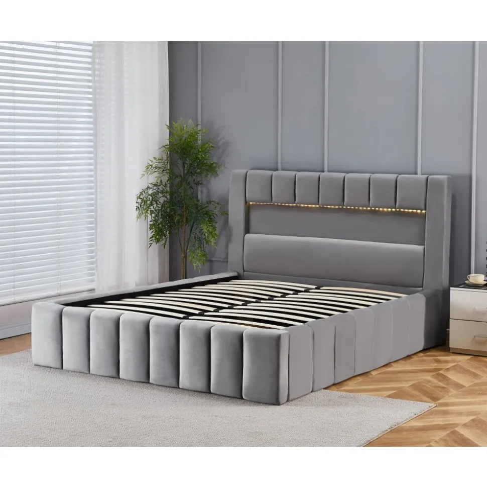 Sängram med led-belysning 160x200 cm