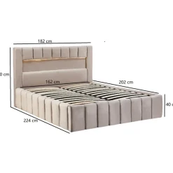 Sängram med led-belysning 160x200 cm