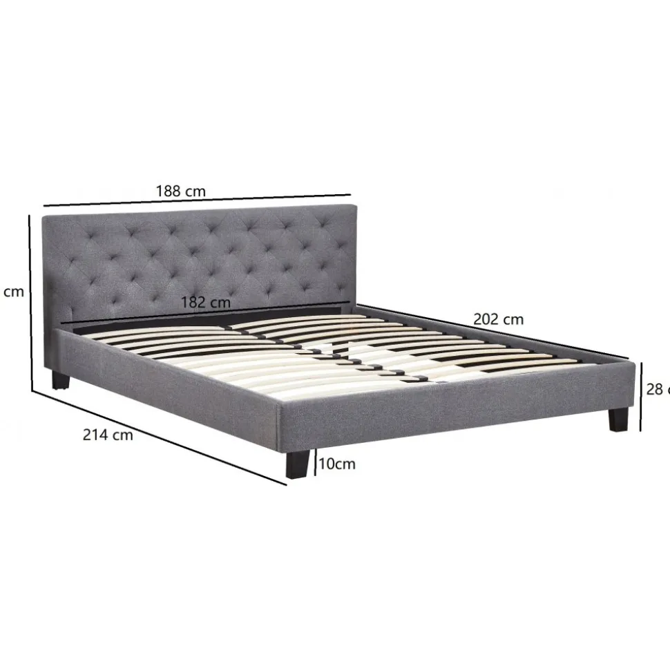 Sängram med sänggavel 180 x 200 cm - Grå + Möbeltassar