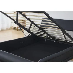 Sängram svart konstläder 160 x 200 cm