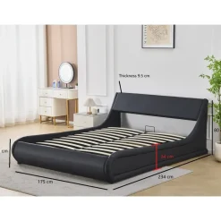 Sängram svart konstläder 160 x 200 cm