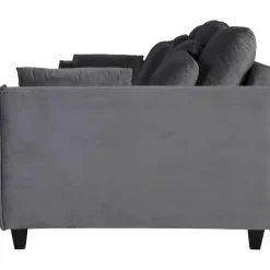 Soffa 250 cm bred mörkgrå sammet 114 cm djup