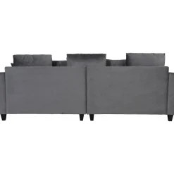 Soffa 250 cm bred mörkgrå sammet 114 cm djup + Textilrengöring för möbler