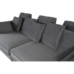 Soffa 250 cm bred mörkgrå sammet 114 cm djup + Textilrengöring för möbler