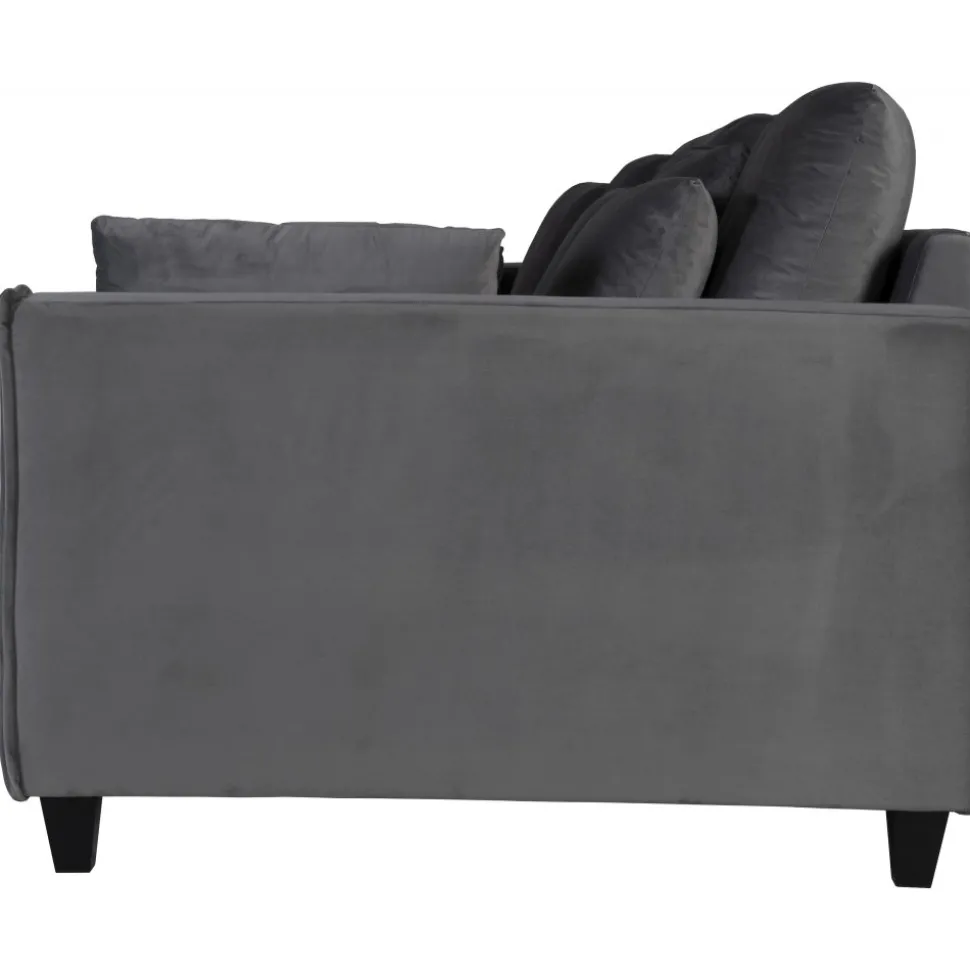 Soffa 270 cm bred och 114 cm djup - grå sammet + Textilrengöring för möbler