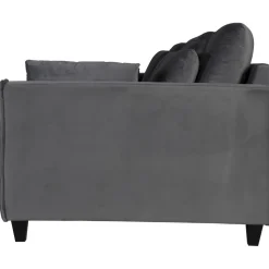 Soffa 270 cm bred och 114 cm djup - grå sammet + Fläckborttagare för möbler